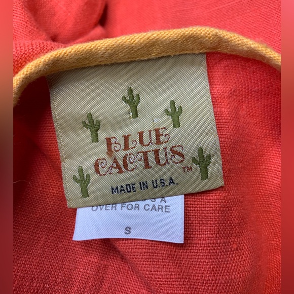 Blue Cactus Linen Shirt-dress Floral Boho Southwest - Picture 7 of 8